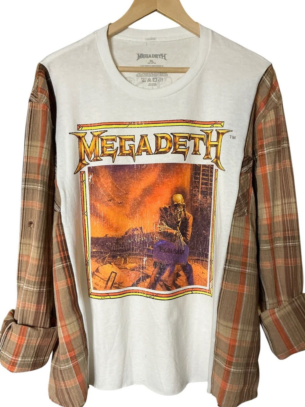 Megadeath Upcycled Shirt Band Tee Festival Grunge Boyfriend Plaid Flannel Unique